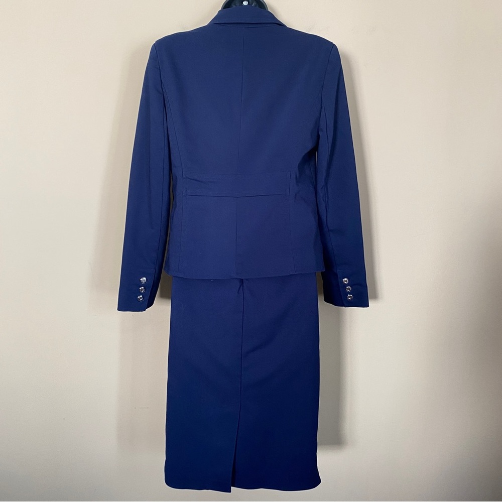 New York & Co Dark Blue Button Skirt Suit - Picture 2 of 15